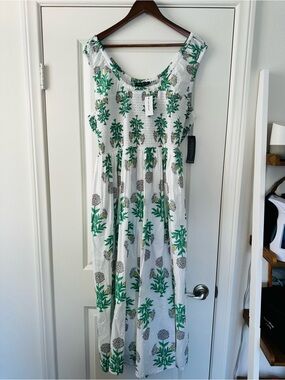 NWT Lane Bryant White Floral Cotton Maxi Dress Cottagecore Summer 22/24